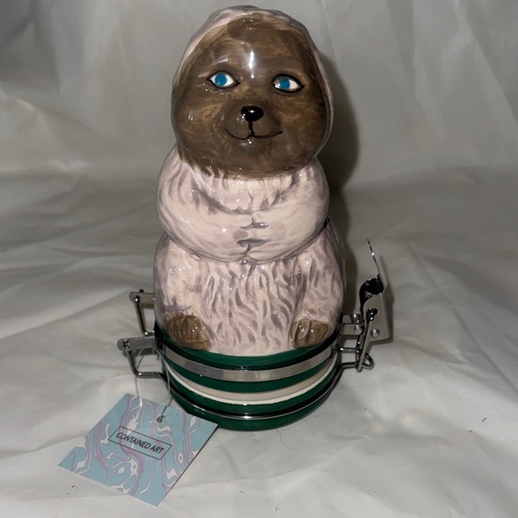 ContainedArt Groundhog Ceramic Jar with Metal Clamp New - Picture 3 of 7